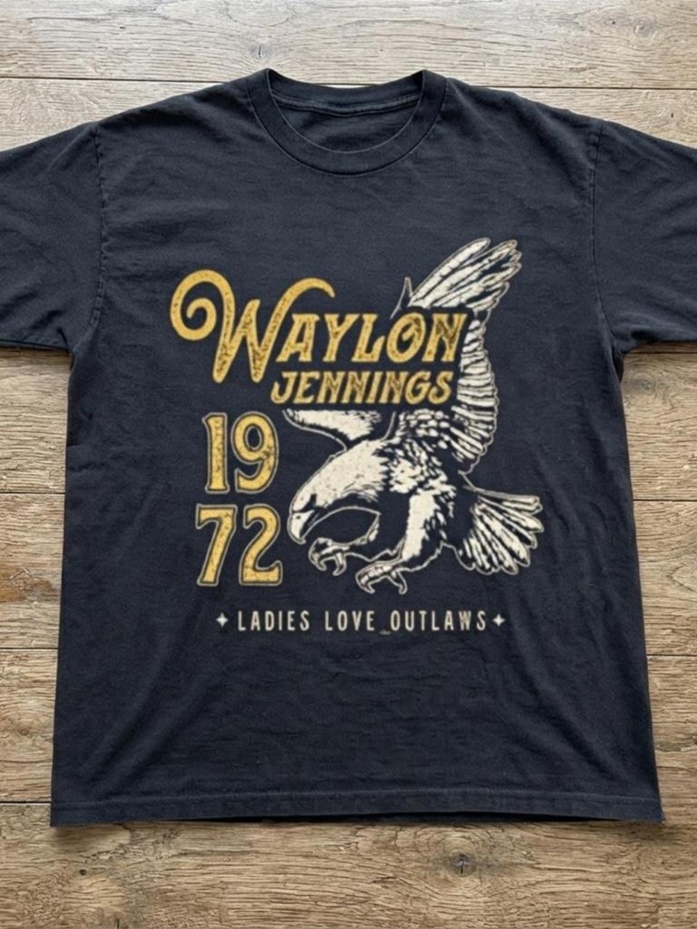 Gildan Black Waylon Jennings 1972 Eagle Graphic Tee